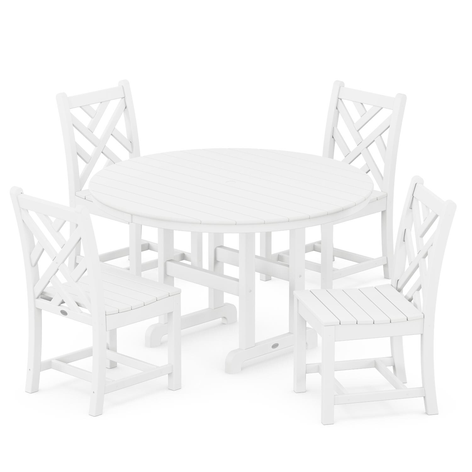 POLYWOOD Chippendale 5-Piece Round Side Chair Dining Set