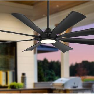 MINKA-AIRE Future 65 in. LED Indoor Outdoor Coal Black Ceiling Fan with Remote F756L-CL