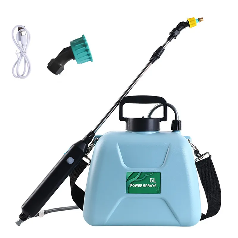 USB Rechargeable Portable Battery Powered 1.35 Gallon 5 Litre Electric Garden Sprayer with 3 Mist Nozzle and Telescopic Wand