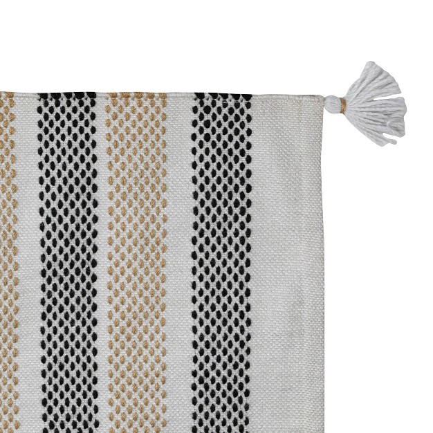 Foreside Home amp Garden 2 x27 x3 x27 Tick Stripe Hand Woven Indoor Outdoor Rug Tan