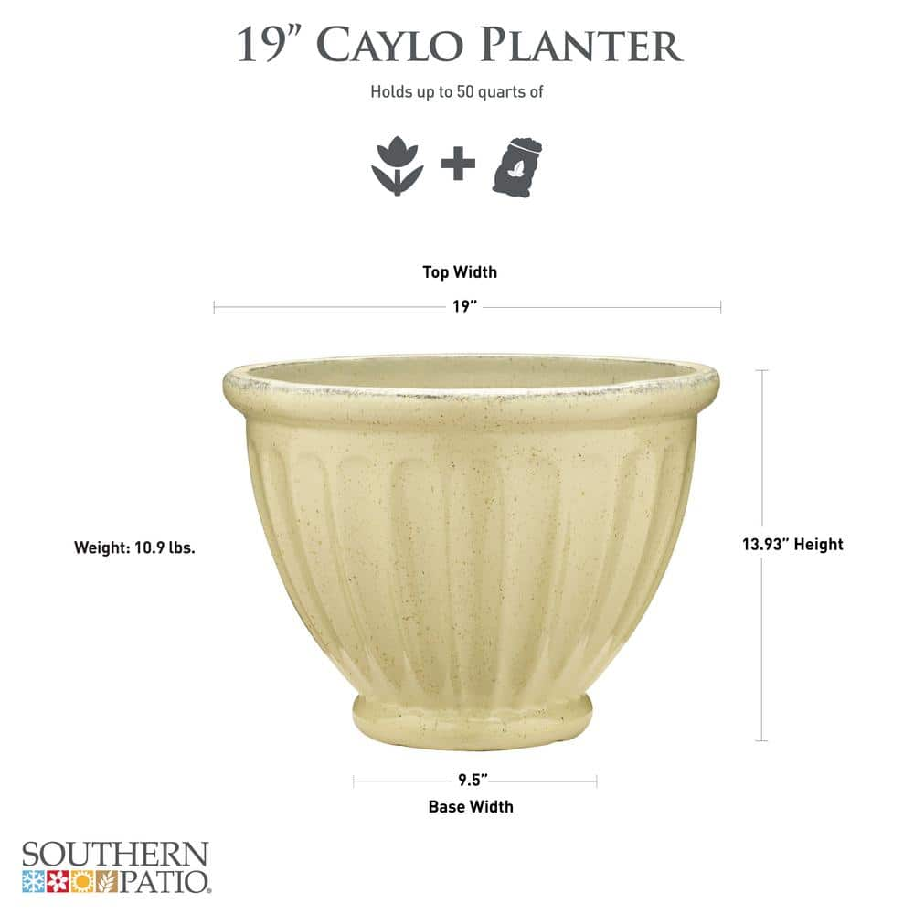 Southern Patio 15 in. Caylo Planter 19 in. Caylo Planter 16 in. Sydney Bowl Resin Composite Patio Pack (Pack of 3) HDP-046967PP