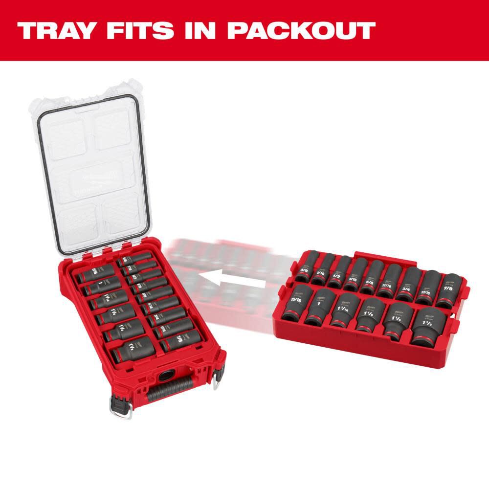 Milwaukee SHOCKWAVE Impact Duty Socket 1/2 Dr 15pc SAE Tray Set 49-66-6817 from Milwaukee