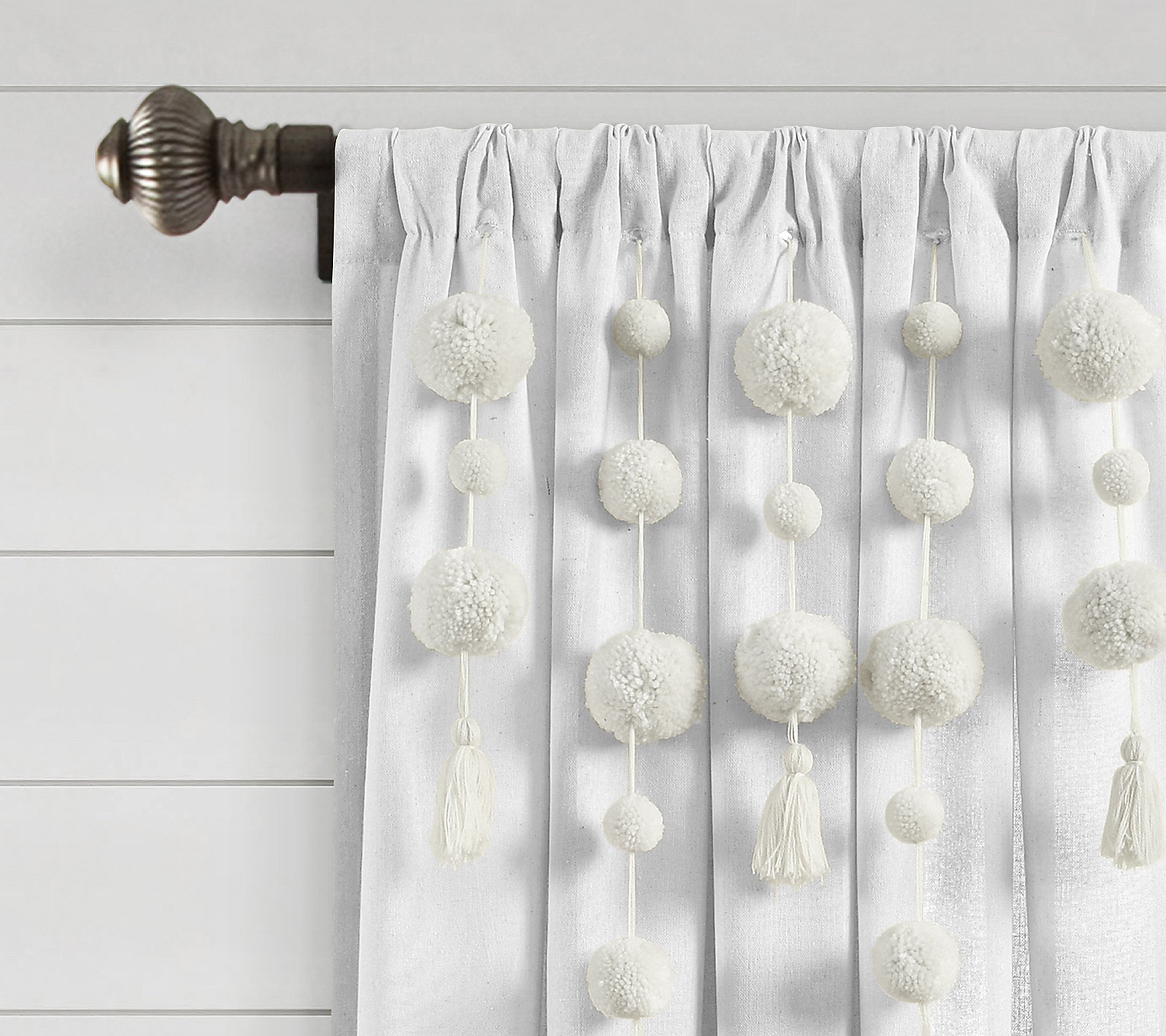 Boho Pom-Pom Tassel Linen Window Panel 52X63 byLush Decor