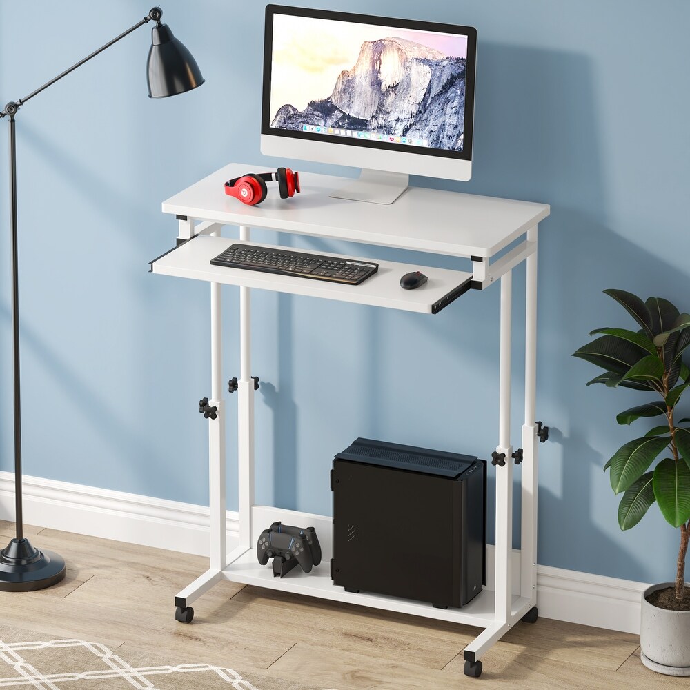 Height Adjustable Small Portable Standing Table  Laptop Desk with Keyboard Tray for Sofa and Bed