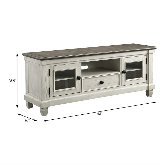 Lexicon Granby Wood Tv Stand In Antique White And Rosy Brown