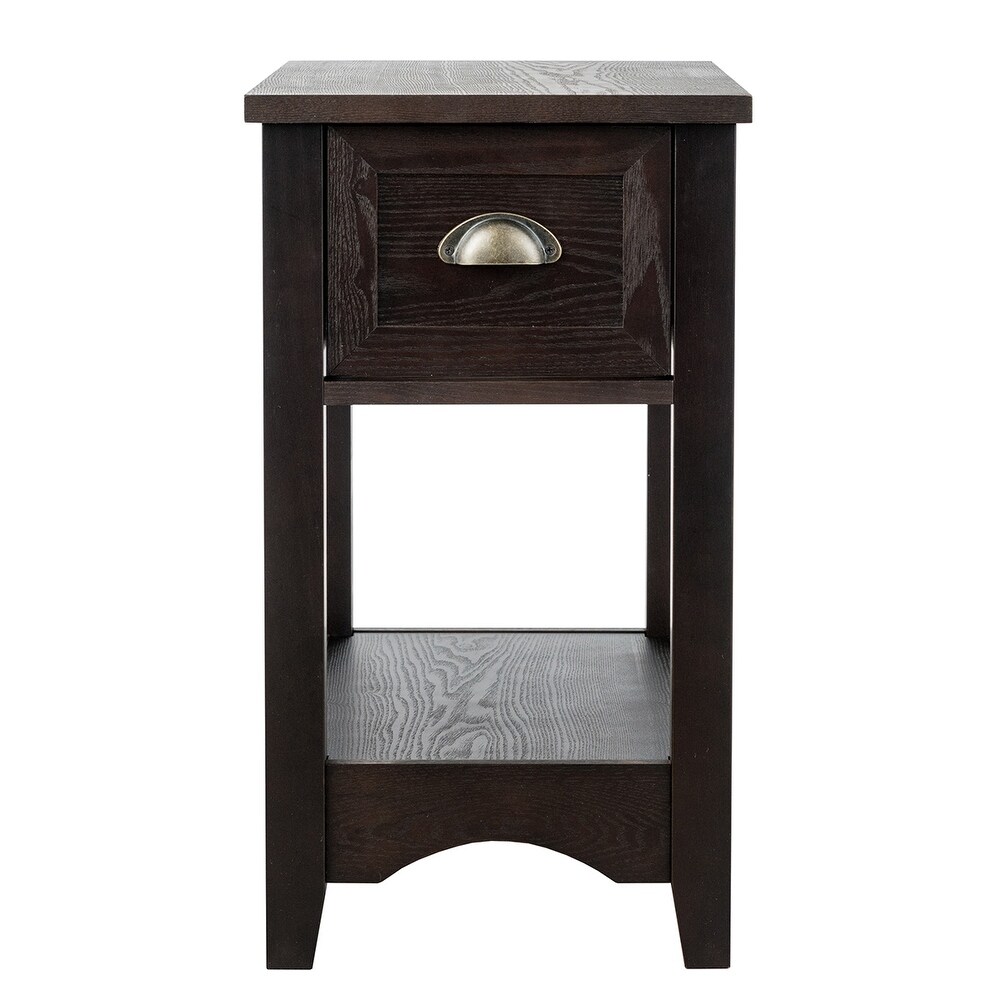 Gymax Set of 2 Contemporary Side End Table Compact Table w/ Drawer   13'' X 22'' X 23'' (L X W X H)