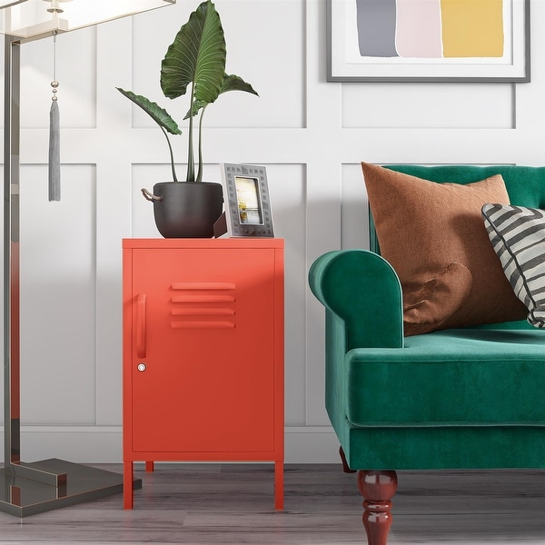 Cache Metal Locker End Table， Orange