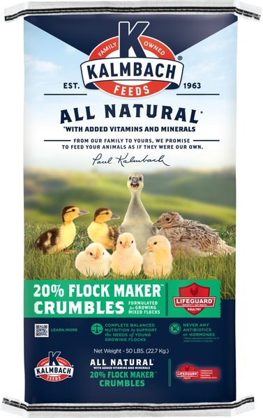 Kalmbach Feeds All Natural 20% Flock Maker Crumbles Poultry Feed， 50-lb bag