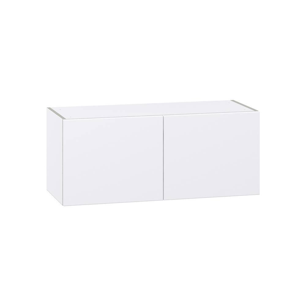 J COLLECTION Fairhope Glacier White Slab Assembled Wall Bridge Kitchen Cabinet (36 in. W x 15 in. H x 14 in. D) DSW3615-FR