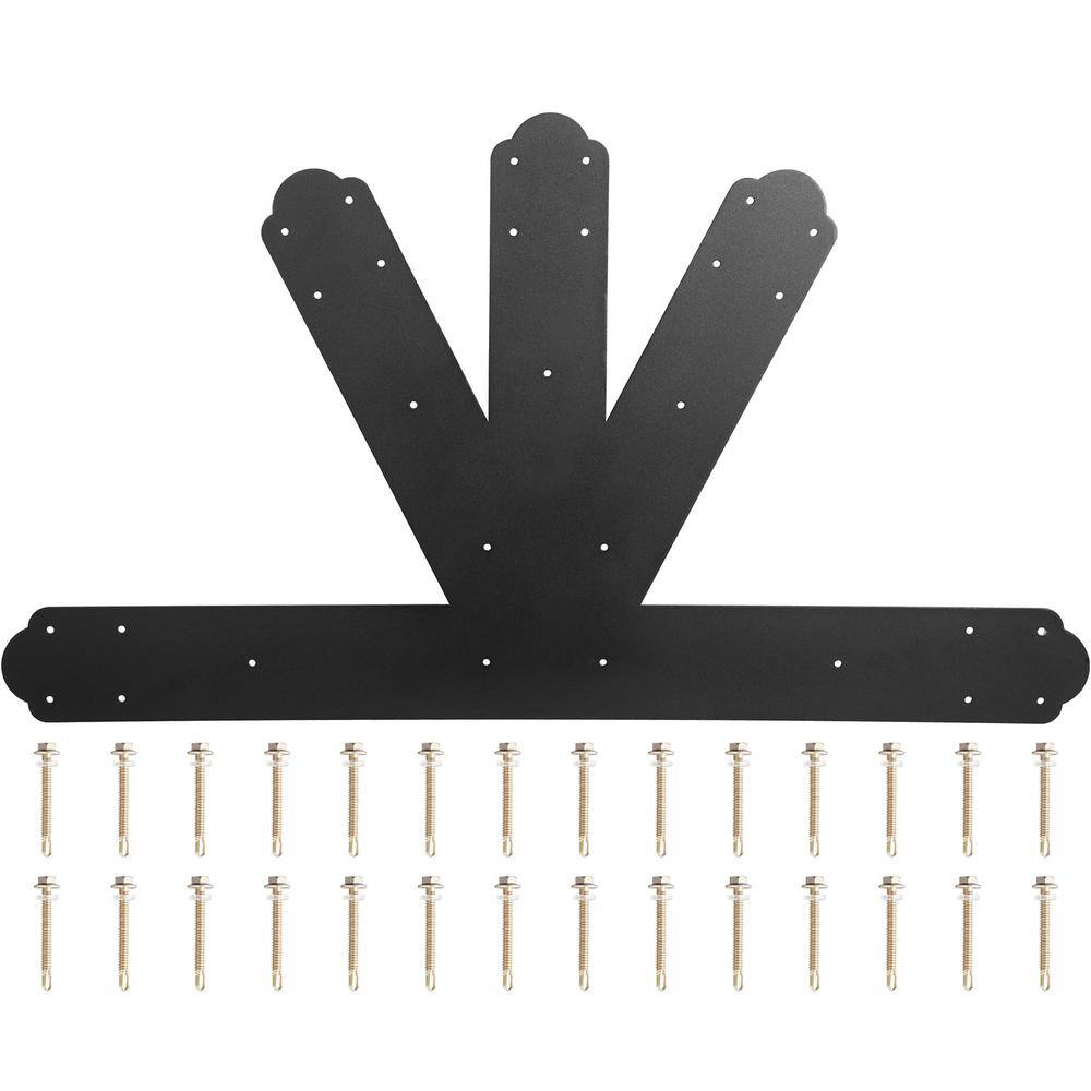 VEVOR Gable Plate Black Powder-Coated Truss Connector Plates 6:12 Pitch Gable Bracket 0.16 in. Steel Truss Nail Plates DZHWLJ612V4EY3DTFV0