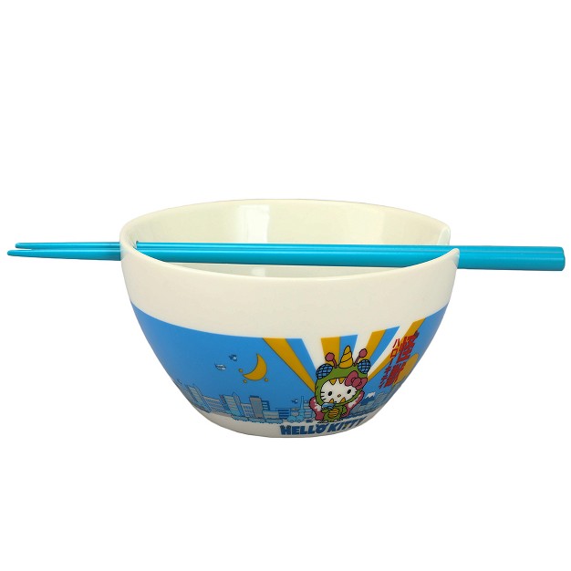 Hello Kitty Kaiju Ceramic 20 Oz Ramen Bowl With Chopsticks