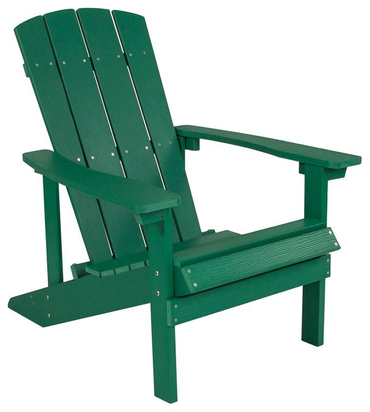 Home Square 2 Piece Faux Wood Adirondack Chair Set In Green   Contemporary   Adirondack Chairs   by Homesquare  Houzz