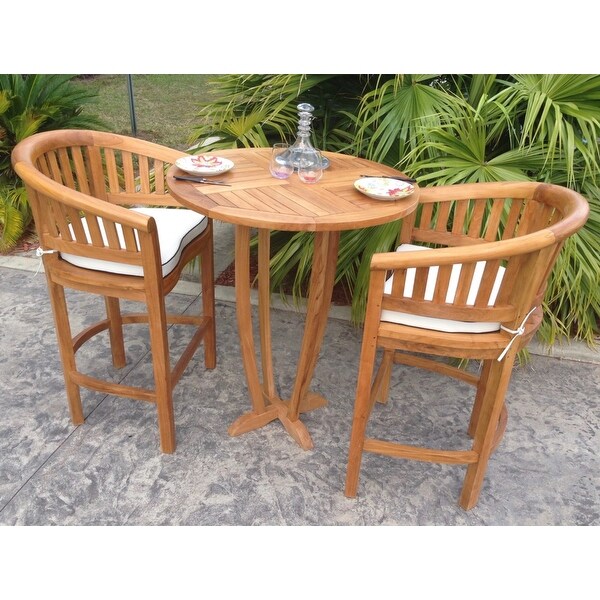 Chic Teak Miami Teak Wood Round Outdoor Patio Bar Table，35 inch