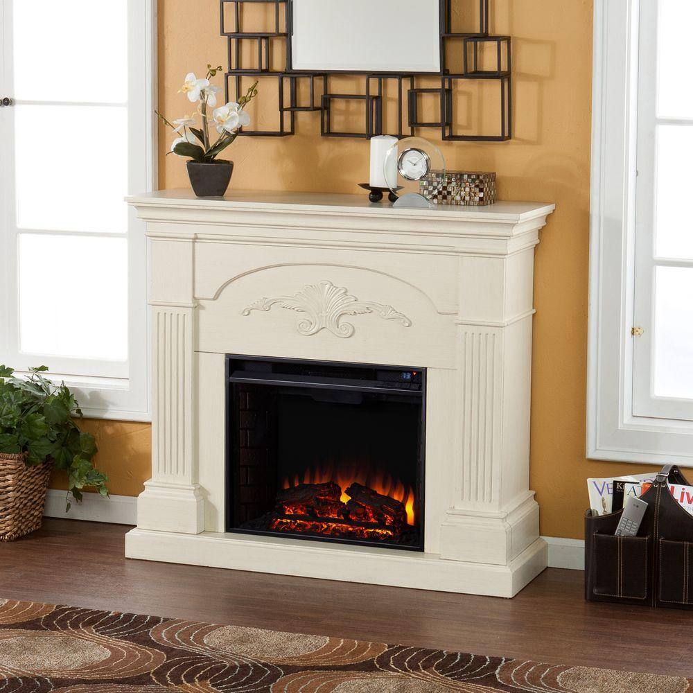 Dover 44.75 in. W Electric Fireplace in Ivory HD90633