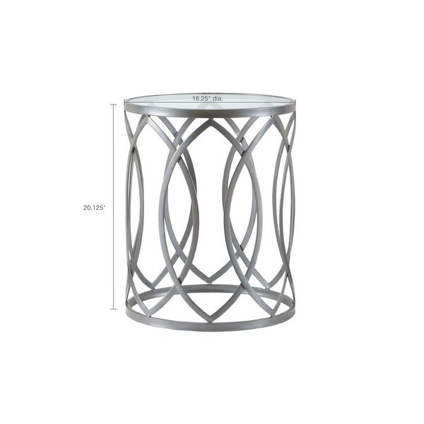 Arlo Metal Eyelet Accent Table with Tempered Glass Top