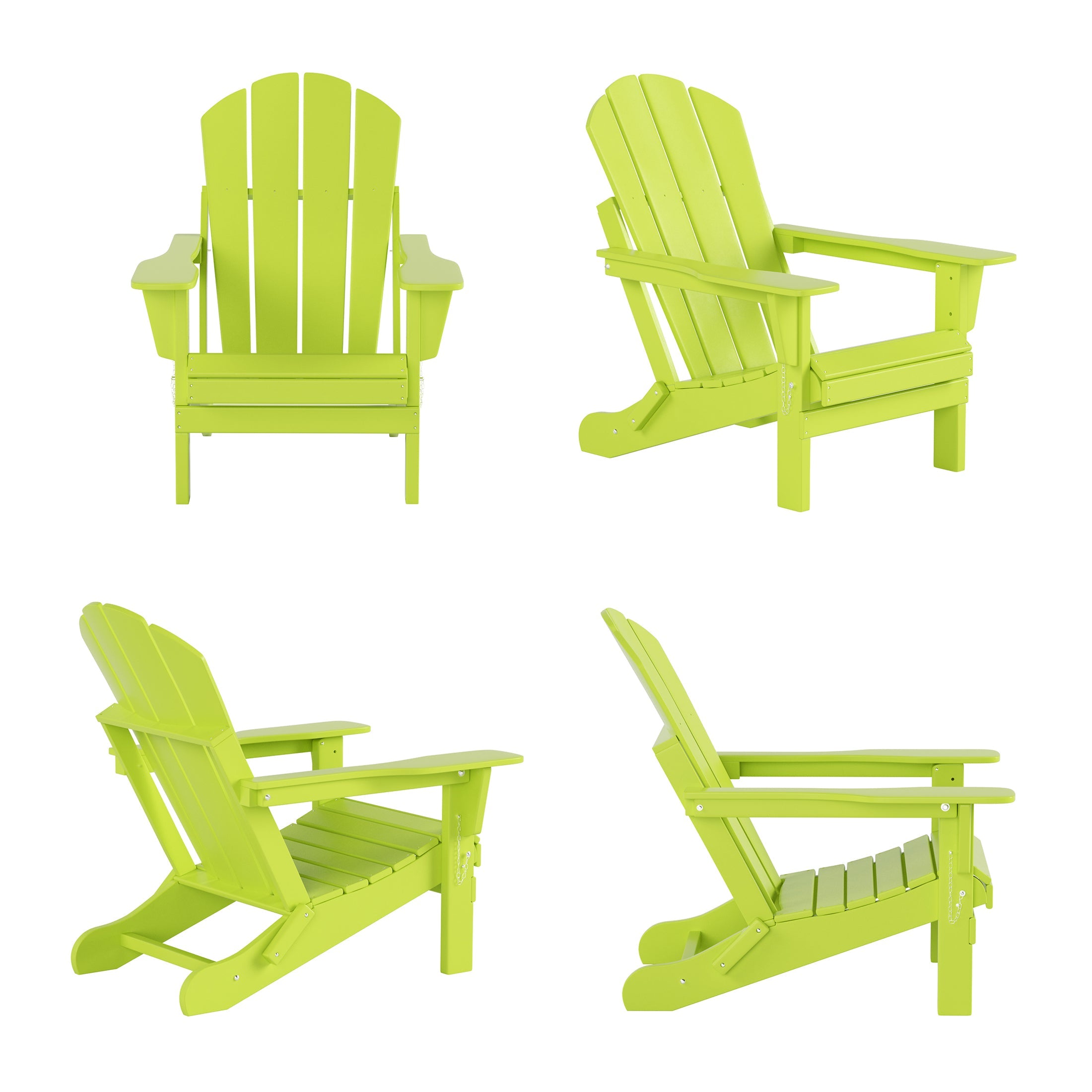 WestinTrends Outdoor Adirondack Chair, Plastic Fire Pit Chair, Weather Resistant Folding Patio Lawn Chair for Outside Deck Garden Backyard Balcony, Lime