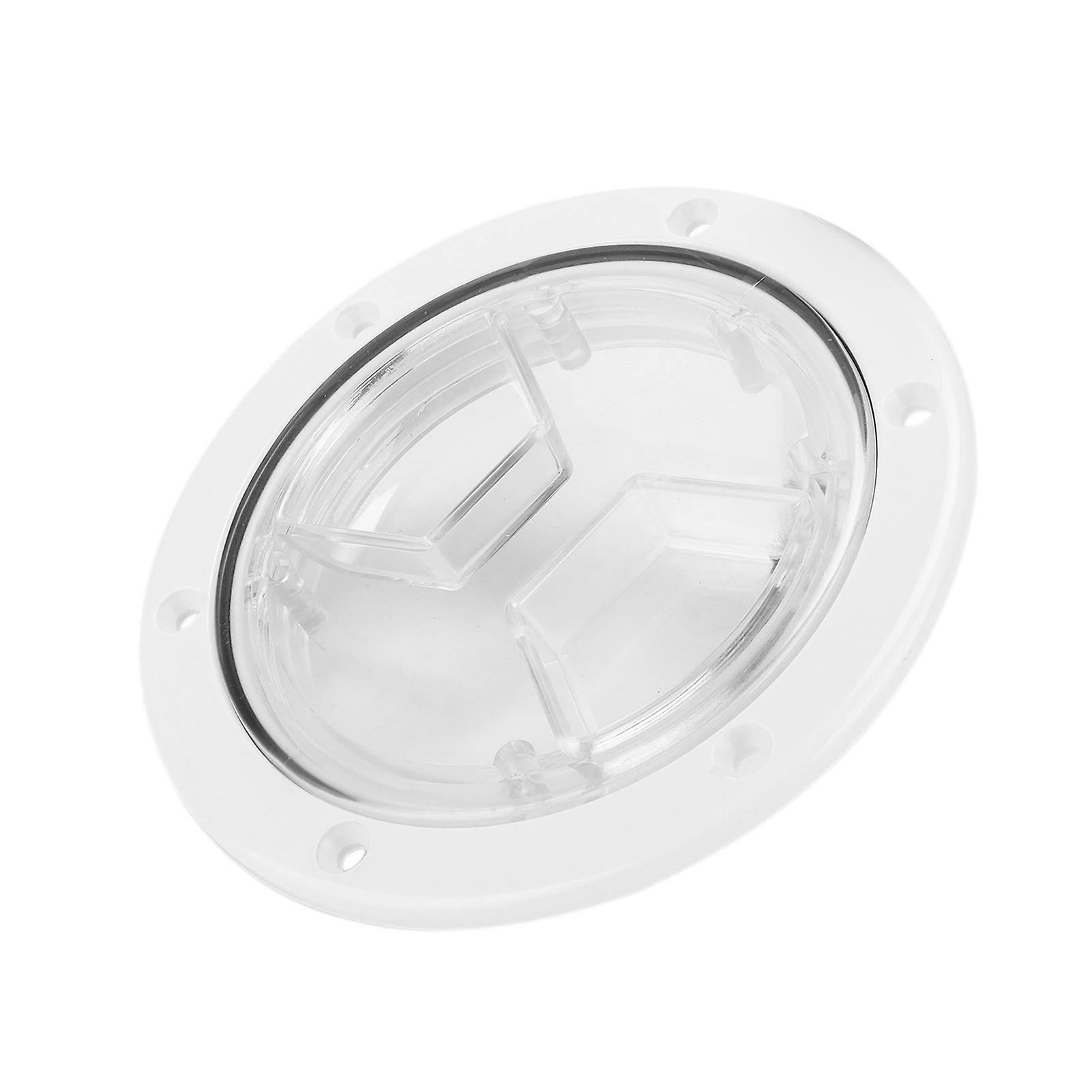 Boat Deck Access Hatch Transparentcover White Round Abs Plate For Rv Marine Yacht(4in/10.16cm )