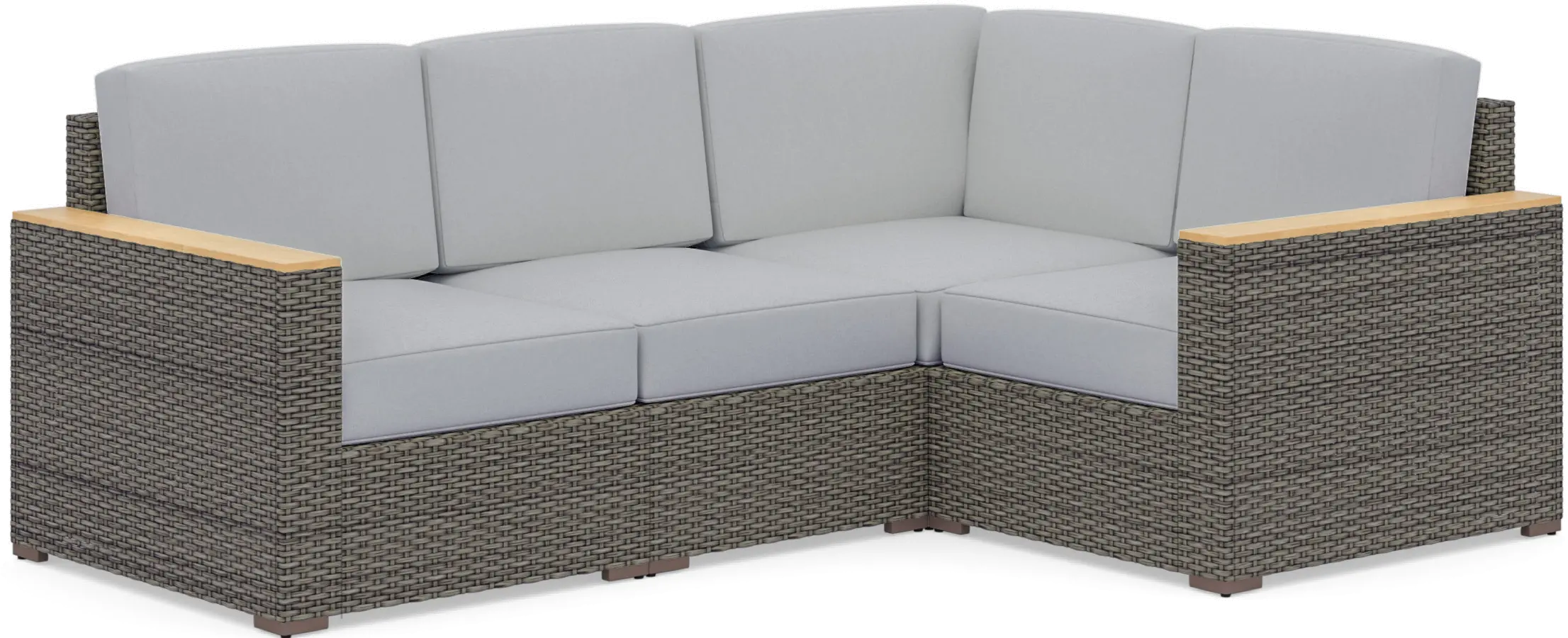 Boca Raton Gray Outdoor 4 Seat Sectional with Armchair Set