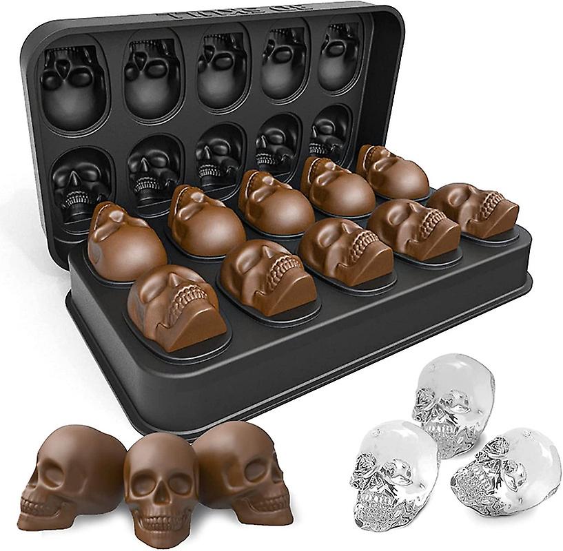 Ice Cube Trays，silicone Ice Cube Mold Maker With Lid，skull Head Style Mold，for Chilling Whiskey， Cocktail， Beverages，pudding Chocolate