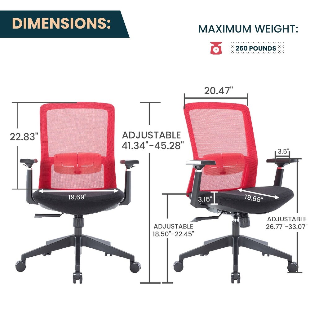 LeisureMod Ingram Modern Office Task Chair with Adjustable Armrests