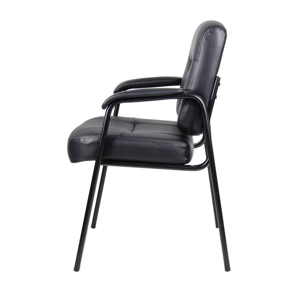 BOSS OFFICE Black Executive Mid Back LeatherPlus Guest Chair B7509