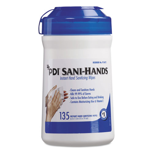 Sani Professional Sani-Hands ALC Instant Hand Sanitizing Wipes | 7.5x6， White， 135