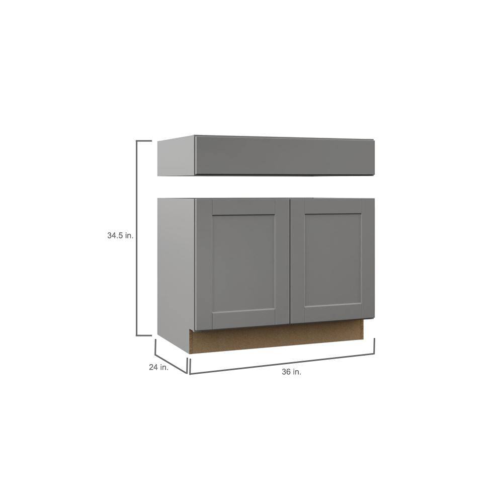 Hampton Bay Shaker Assembled 36x34.5x24 in. Accessible ADA Sink Base Kitchen Cabinet in Dove Gray KSBA36-SDV