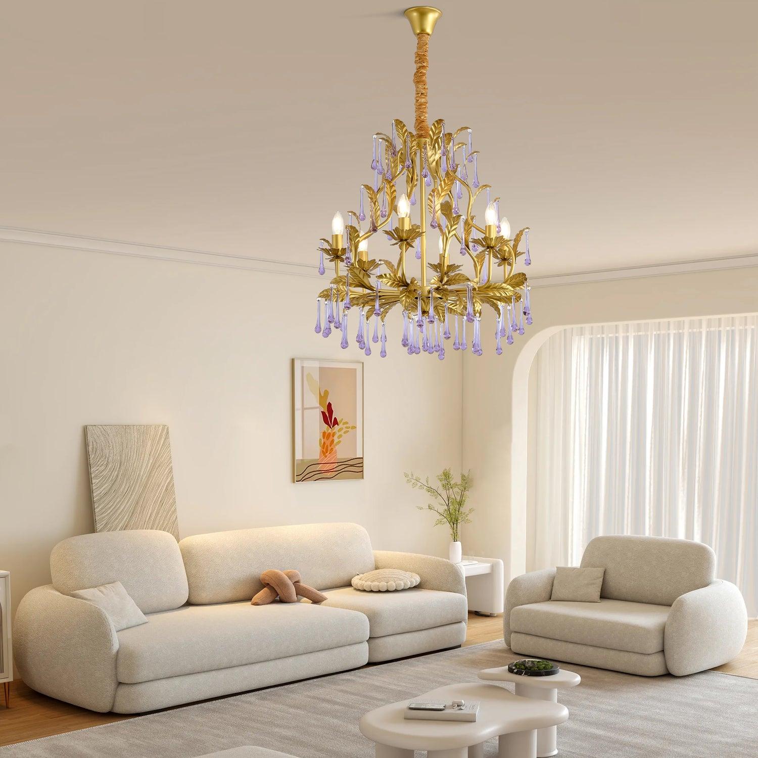 Amethyst Drops Glass Chandelier