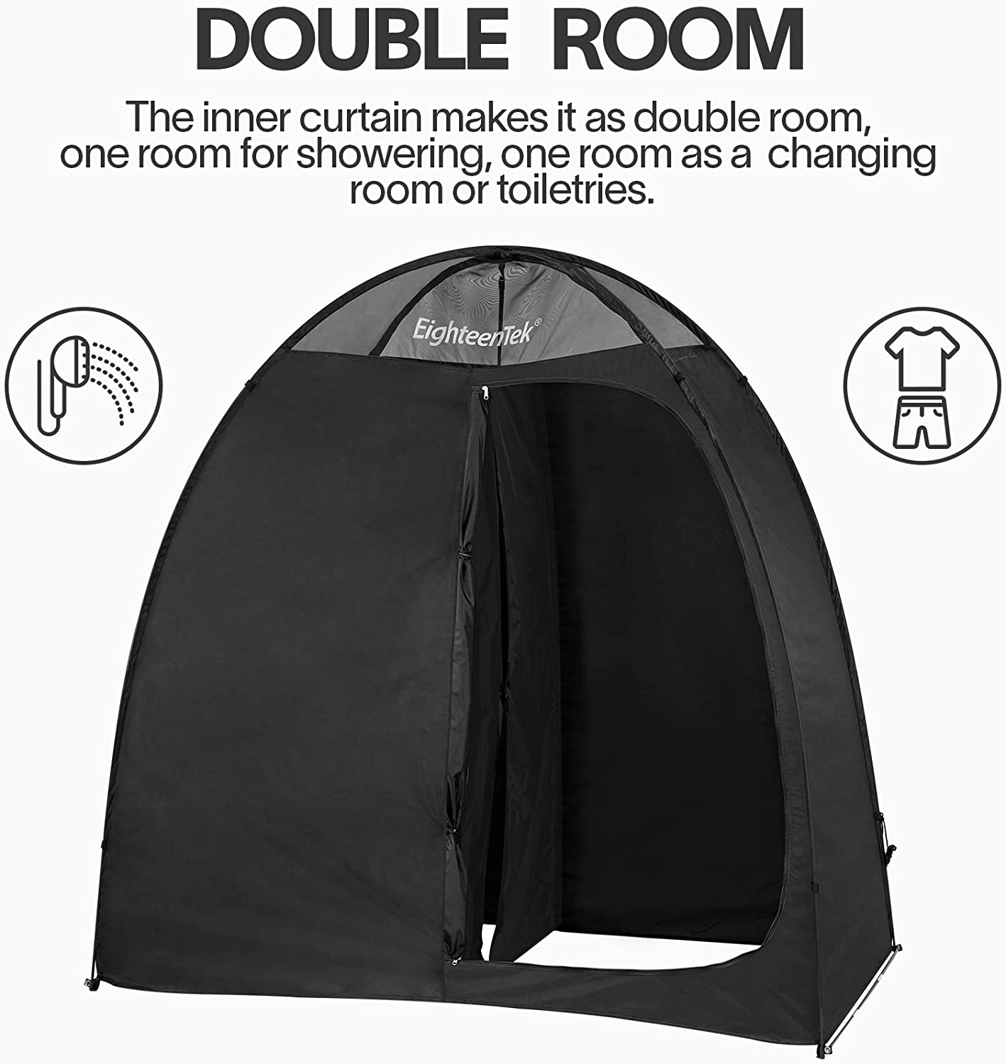 Shower Tent Changing Room 2 Rooms Outdoor Pop Up Camping Toilet Portable Privacy Dressing Shelter 83