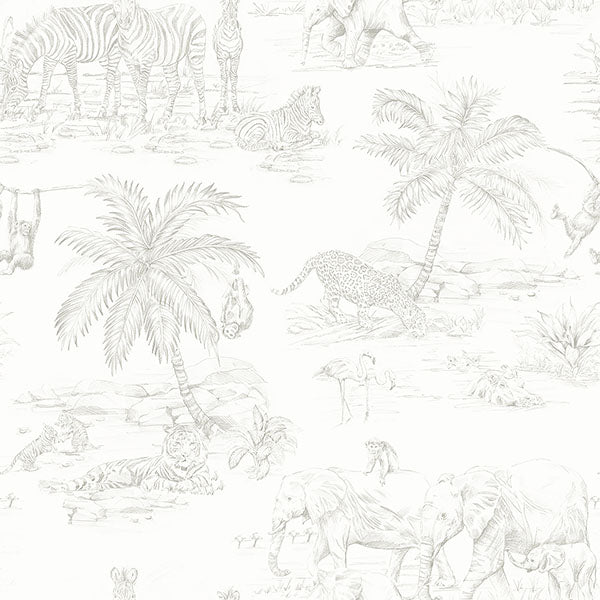 Boheme Platinum Animals Wallpaper from the Fable Collection