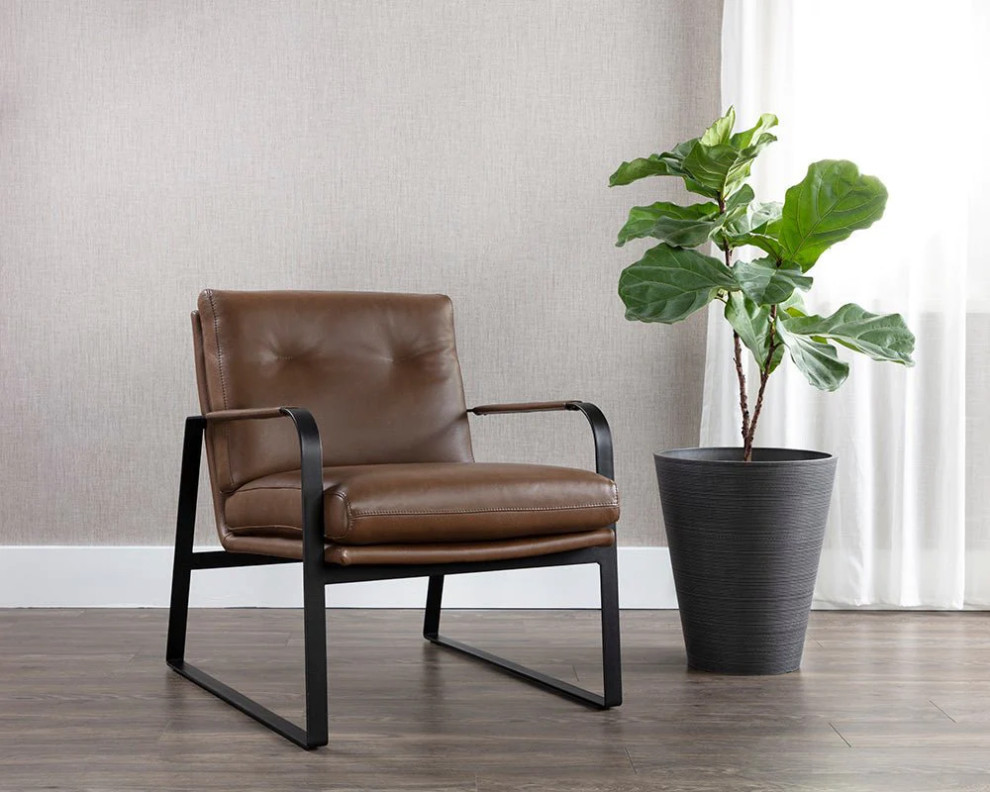 Villette Lounge Chair  Missouri Mahogany Leather   Contemporary   Indoor Chaise Lounge Chairs   by Virgil Stanis Design  Houzz