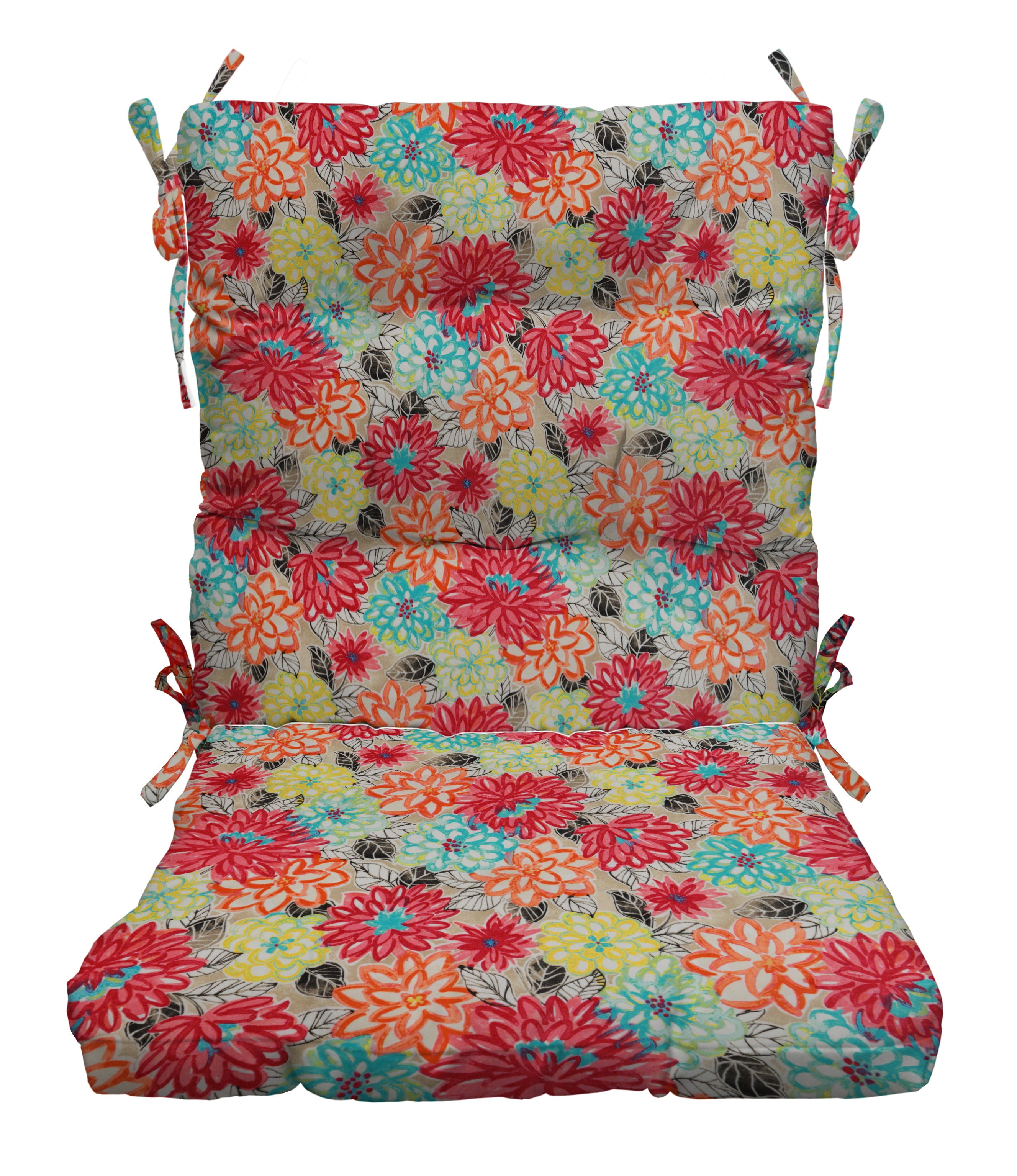 RSH Décor Indoor Outdoor Tufted High Back Chair Cushion， Artistic Floral