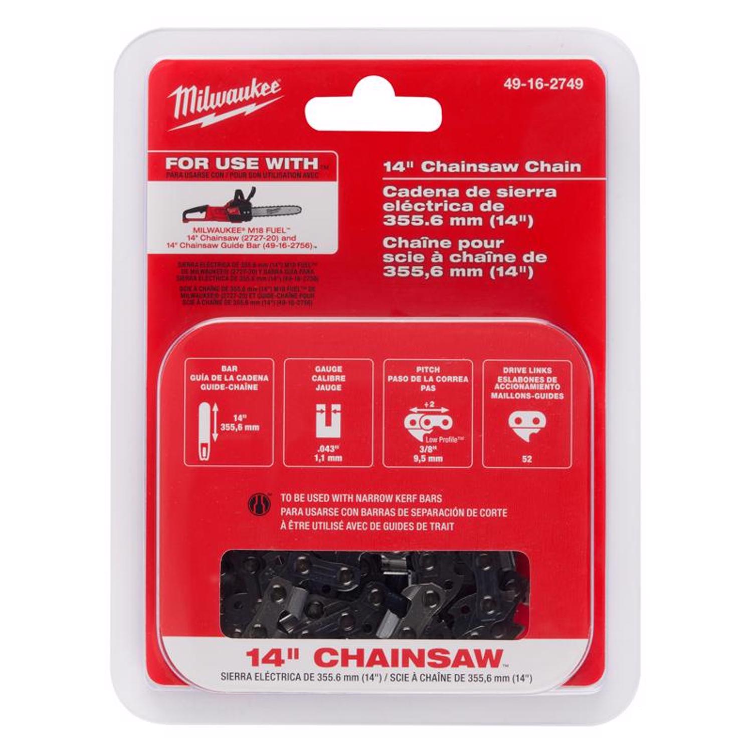 MW M18 49-16-2749 14 in. 52 links Chainsaw Chain