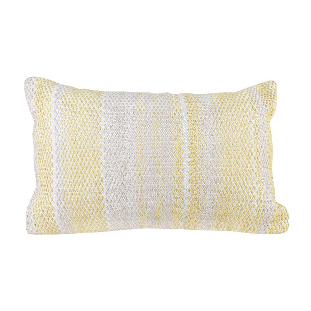 Yellow amp Gray 14x22 Hand Woven Filled Outdoor Pillow Foreside Home amp Garden