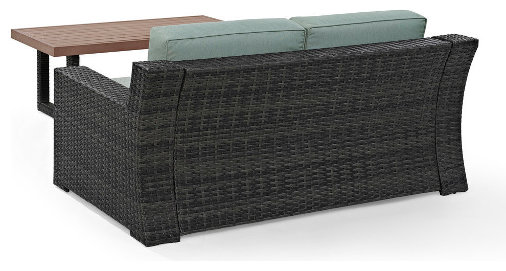 Beaufort 2Pc Outdoor Wicker Chat Set Mist/Brown   Loveseat  ampCoffee Table   Tropical   Outdoor Lounge Sets   by Crosley  Houzz