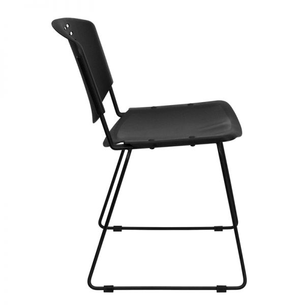 HERCULES Series 400 lb. Capacity Black Plastic Stack Chair with Black Frame