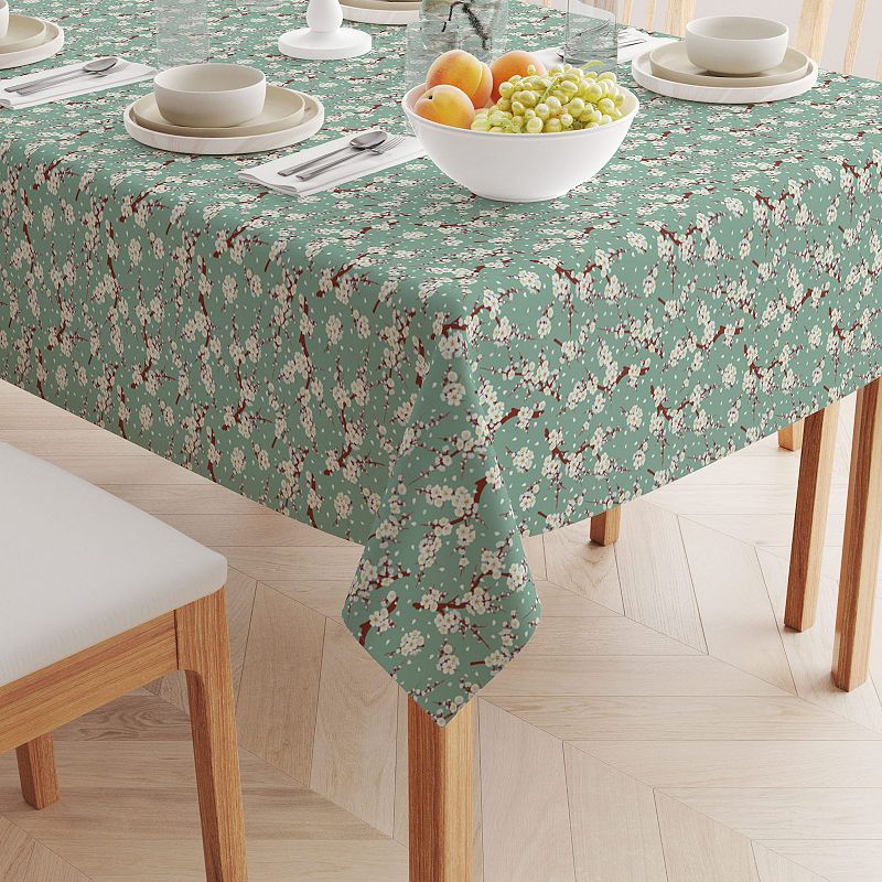 Square Tablecloth， 100% Polyester， 70x70， Chinese Cherry Blossom