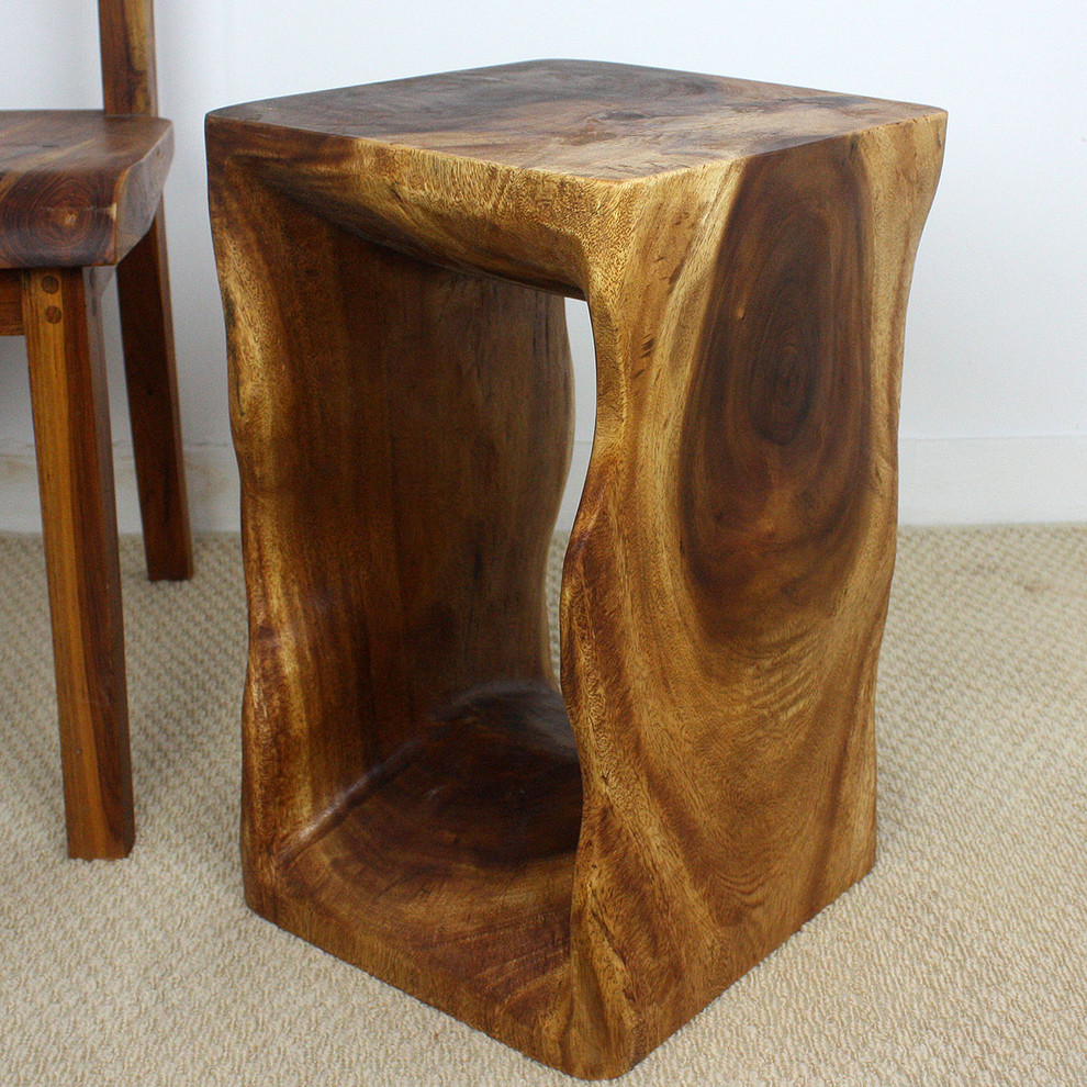 Haussmann Wood Natural Stool End Table 12 In Sq X 20 In High Walnut Oil   Rustic   Side Tables And End Tables   Other   by Haussmann Inc.  Houzz