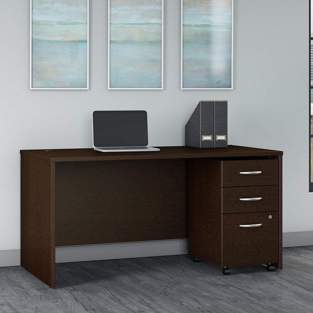 Series C Office Desk with 3 drawer Mobile Cabinet by Bush Business Furniture