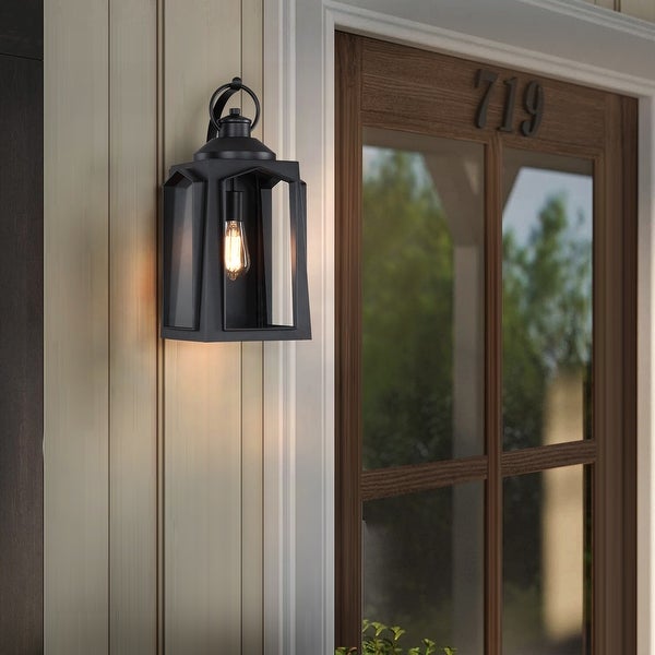 1-light outdoor wall light with clear glass and black finish，1*E26 Shopping - The Best Deals on Outdoor Wall Lanterns | 40356619