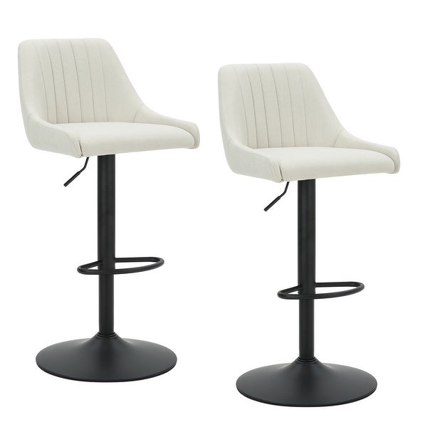 Set of 2 Modern Fabric and Metal Adjustable Air-Lift Stool with Swivel