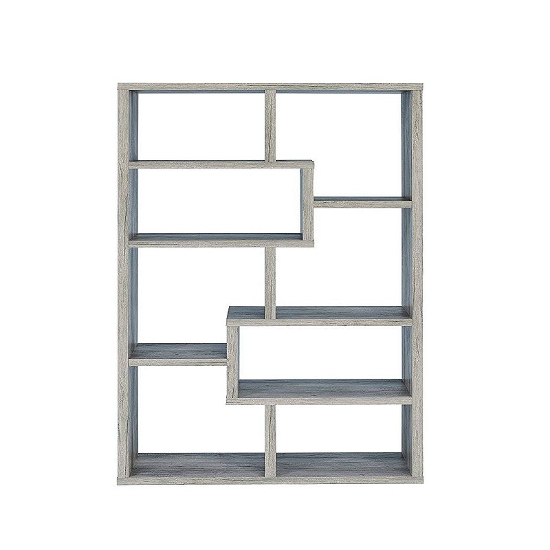 Modish Wooden Bookcase With Multiple Shelves， Gray