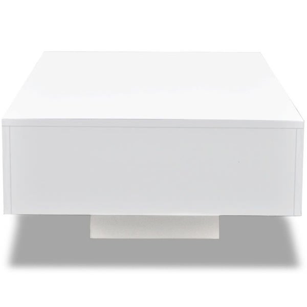 High Gloss White Coffee Table， Rectangular Coffee Table Living Room Table Center Table - as picture