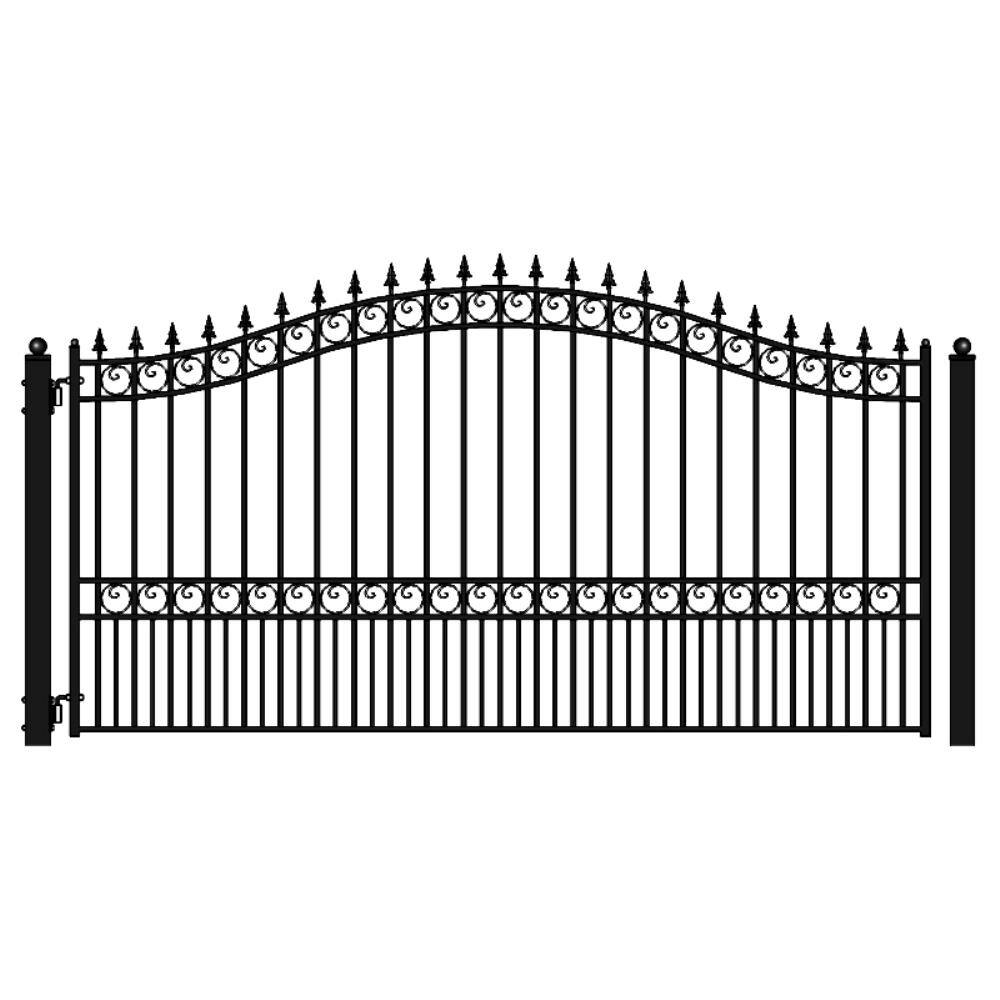 ALEKO London Style 16 ft. x 6 ft. Black Steel Single Swing Driveway Fence Gate DG16LONSSW-HD