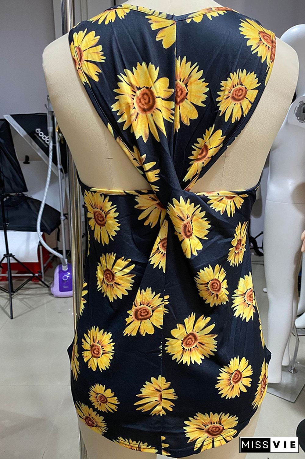 Sunflower Leopard Twisted Tank Top