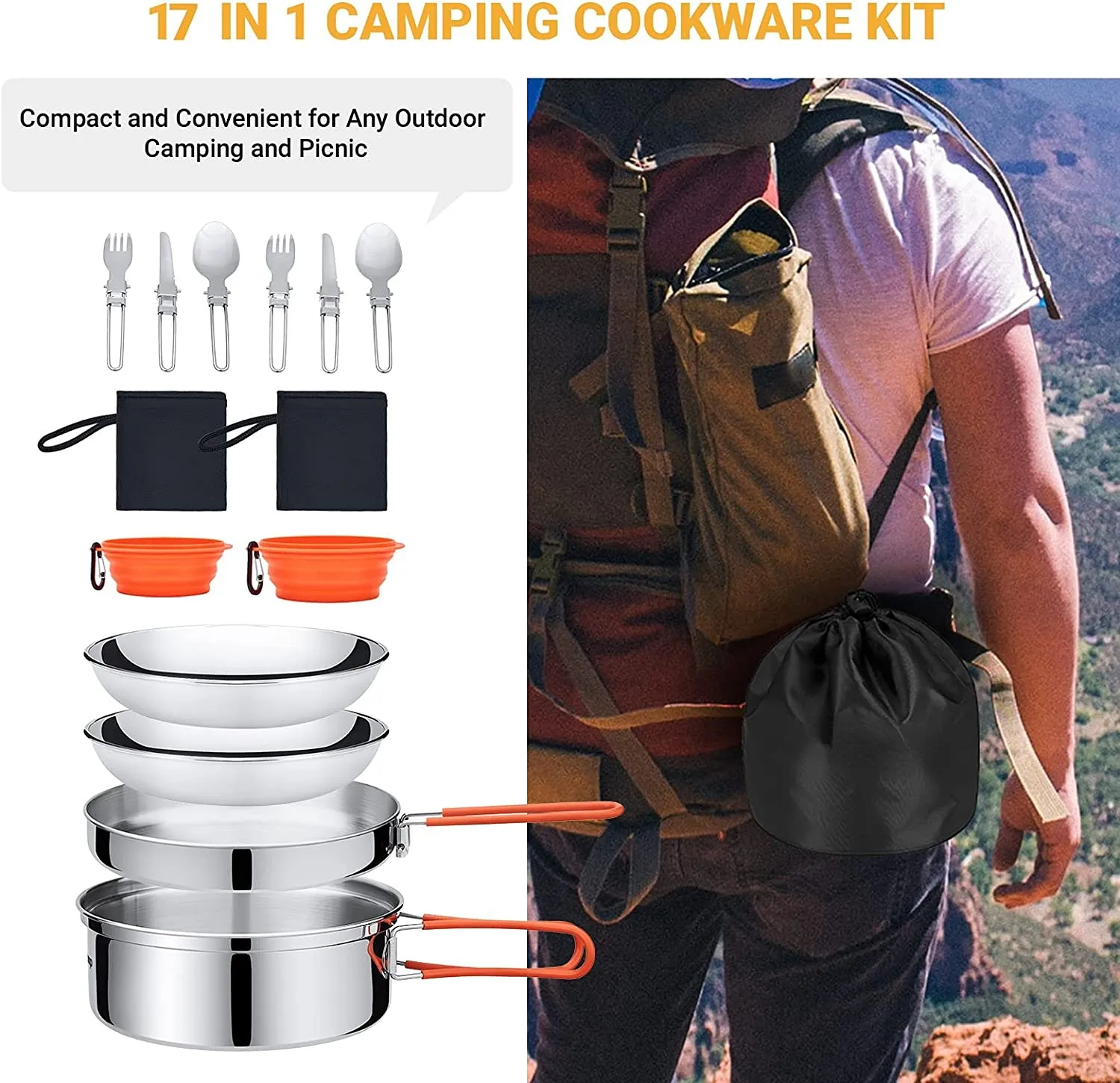 LARIBON Clearance With Pot Cover Aluminum oy Cookware Outdoor Camping Hiking Travelling