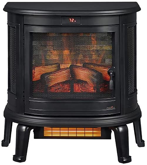 Duraflame Black Curved Front 3D Infrared Electric Fireplace Stove with Remote Control - DFI-7117-01