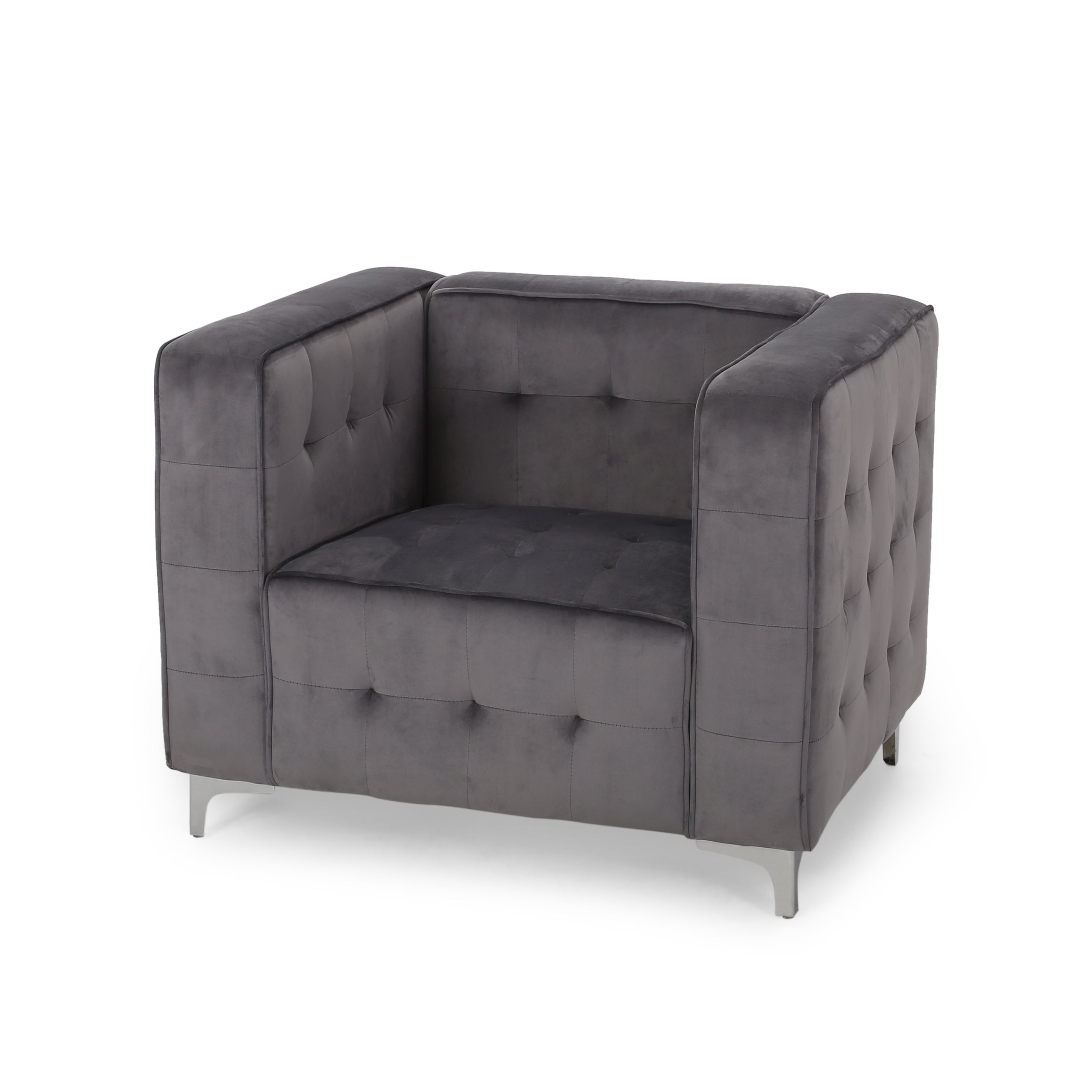 Marwin Modern Glam Cube Velvet Club Chair