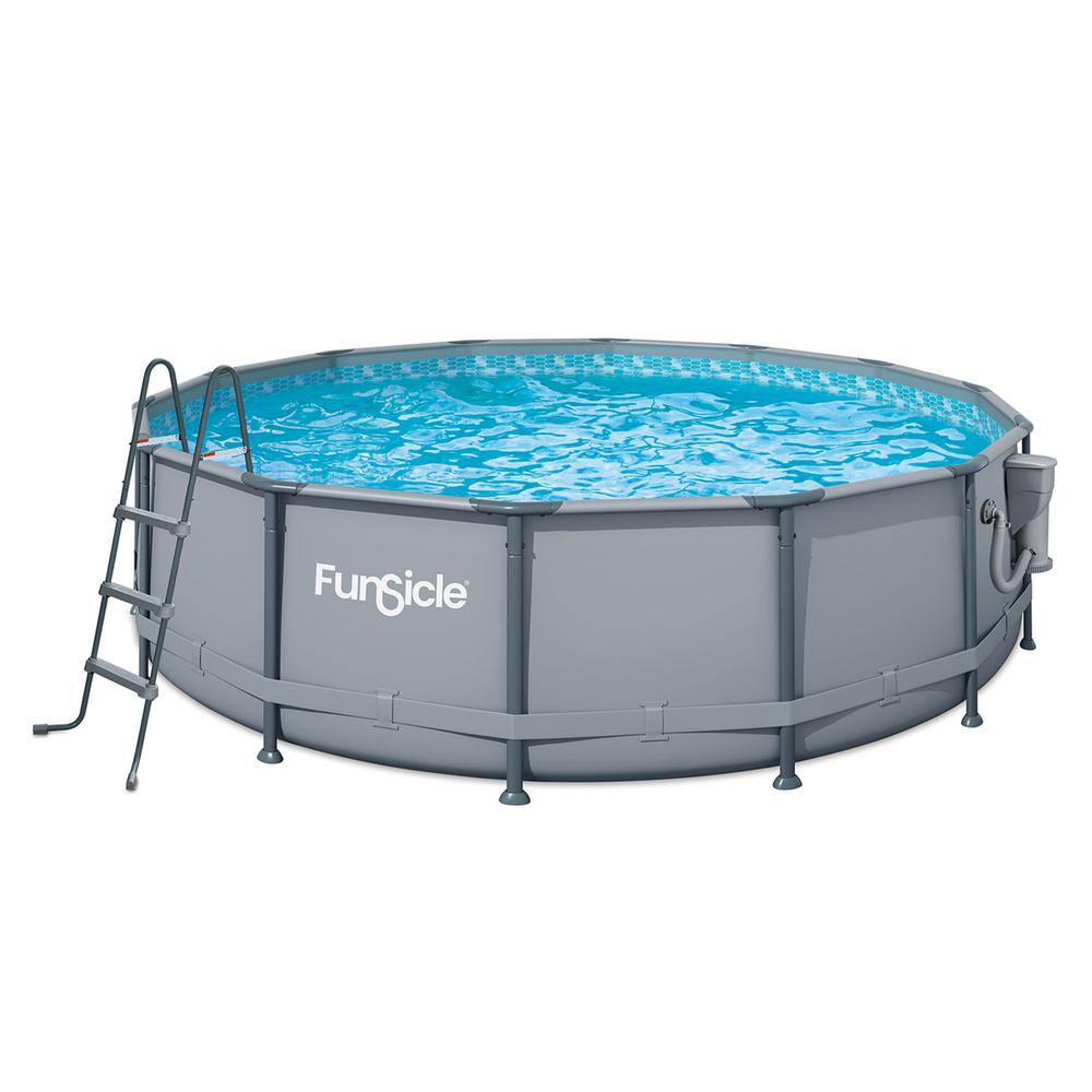 Funsicle Oasis 14 ft. Round 42 in. Deep Metal Frame Round Above Ground Pool with Pump P4001442B