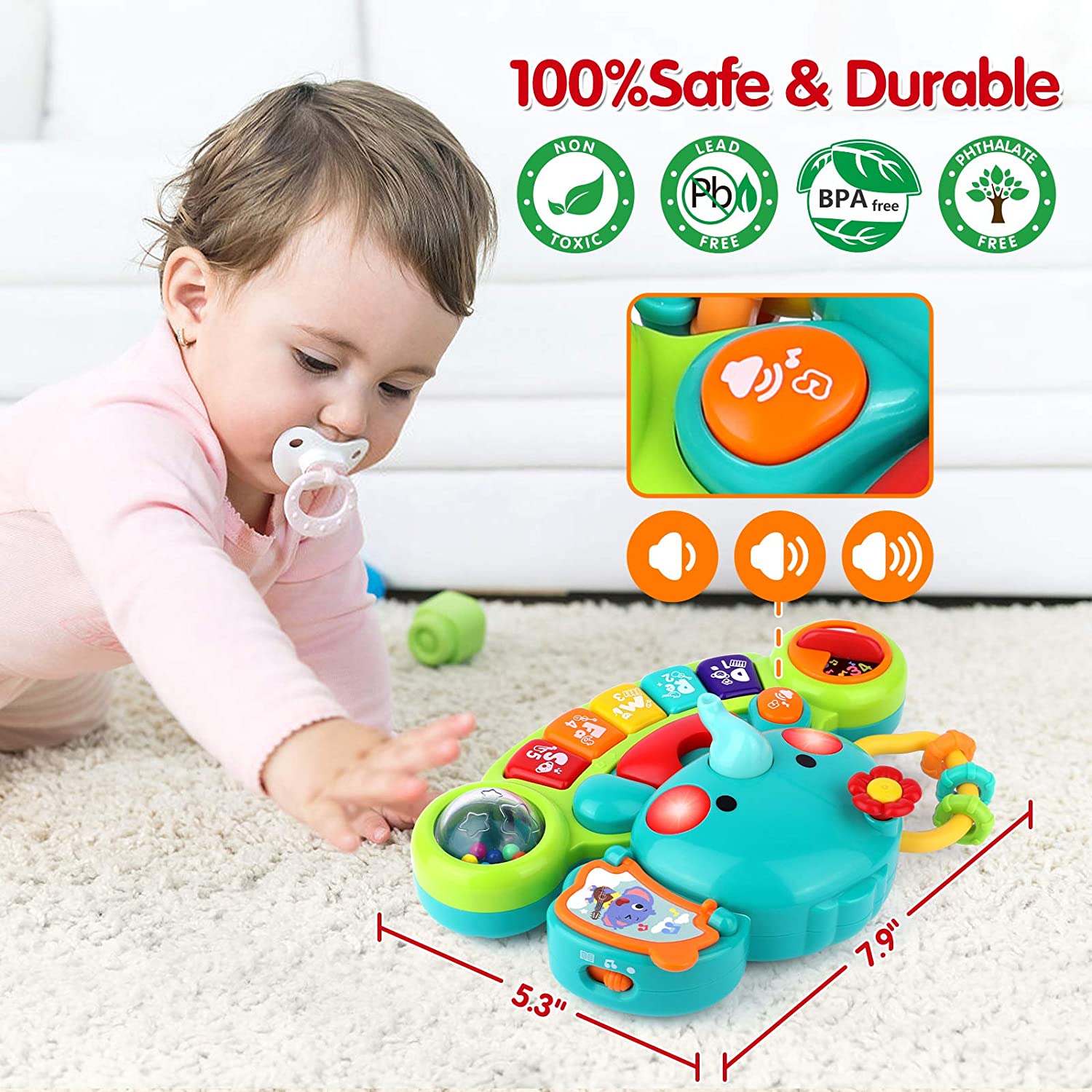 Baby Toys 6-12 Months， Early Learning Educational Piano Keyboard Infant Toddler Toys， Toys for 1 2 3 Year Old Boys Girls